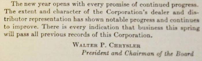 Walter P. Chrysler message