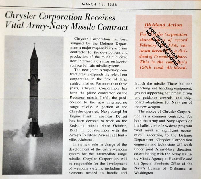 1956 Chrysler rocket contract