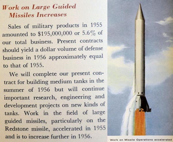 Chrysler work on large guided missiles