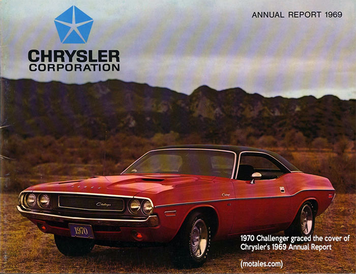 1970 Chrysler Corporation annual report with cars