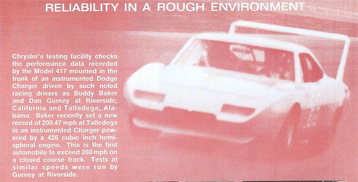 Instrumented Charger Daytona