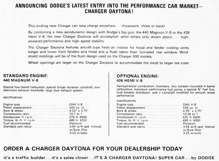 Charger Daytona engine specs