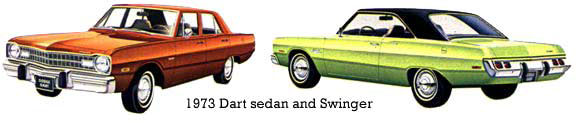 1973 Dart sedan and Swinger