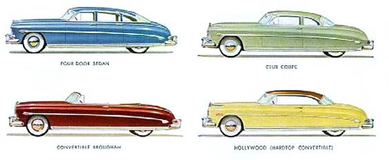 Hornet body types: four door, club coupe, convertible, Hollywood hardtop