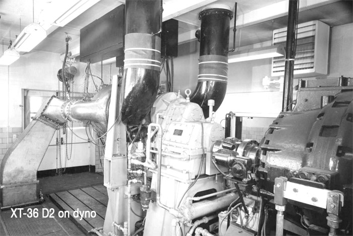 XT36D2 turboprop gas turbine engine on Chrysler dynomameter