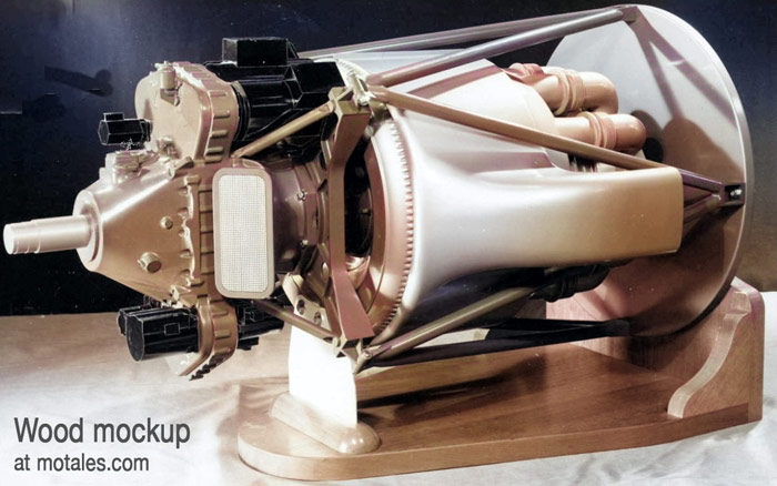 Wood mockup of XT36 turboprop engine