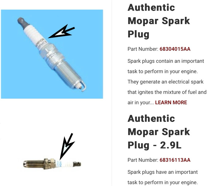 "Authentic Mopar" spark plug