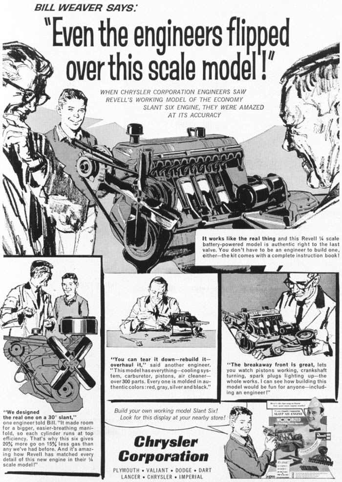 engineers - slant six scale model ad (Revell)