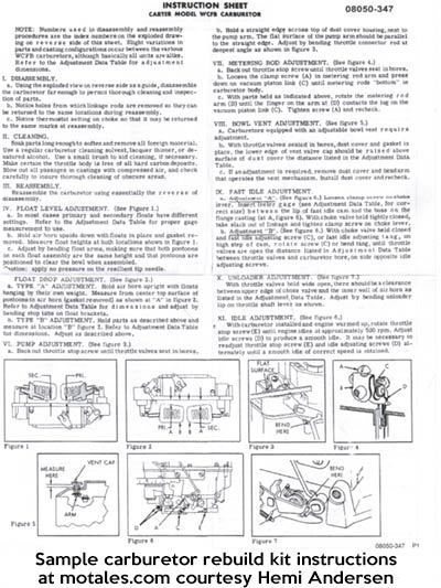 carb rebuild sheet