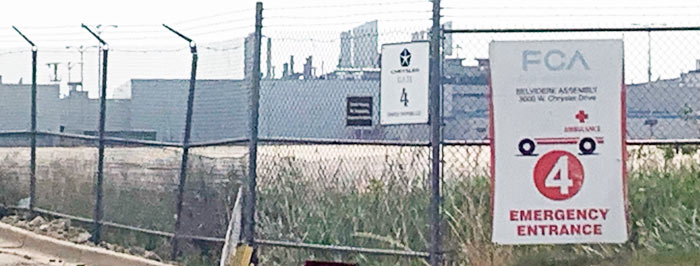 Illinois car factory emergency entrance
