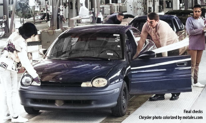 Final assembly plant checks on a Dodge Neon