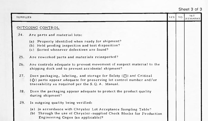 Outgoing control questions