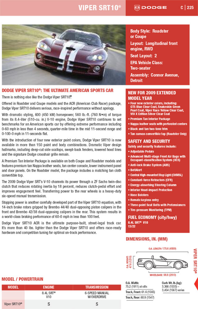 2011 SRT10 press kit