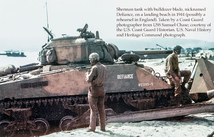 Defiance: Sherman tank with bulldozer blade